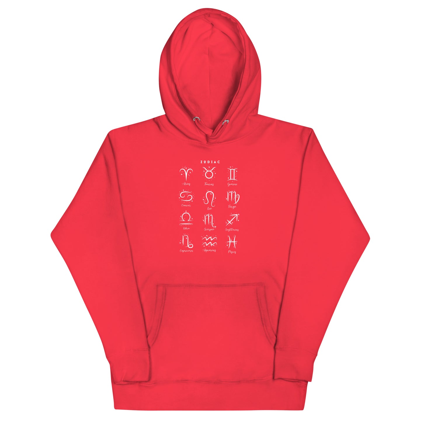Astral Circle Hoodie - Left Placement image 25: Vintage Black version, size S with front view of the Zodiac range.