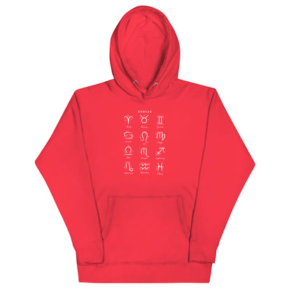 Astral Circle Hoodie - Left Placement image 25: Vintage Black version, size S with front view of the Zodiac range.