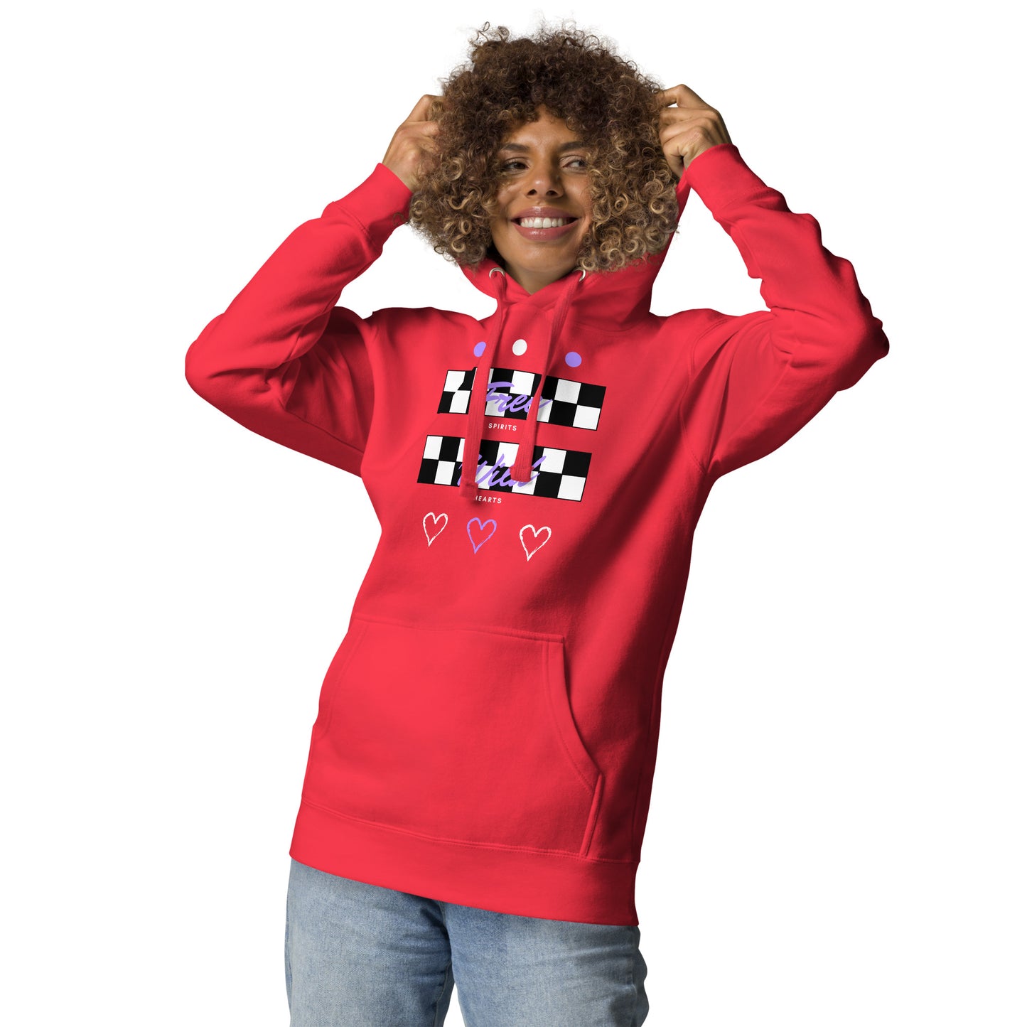Freeborne Hoodie - Left Placement image 37 in Team Red, size S, showing front view for the Free Spirits design.