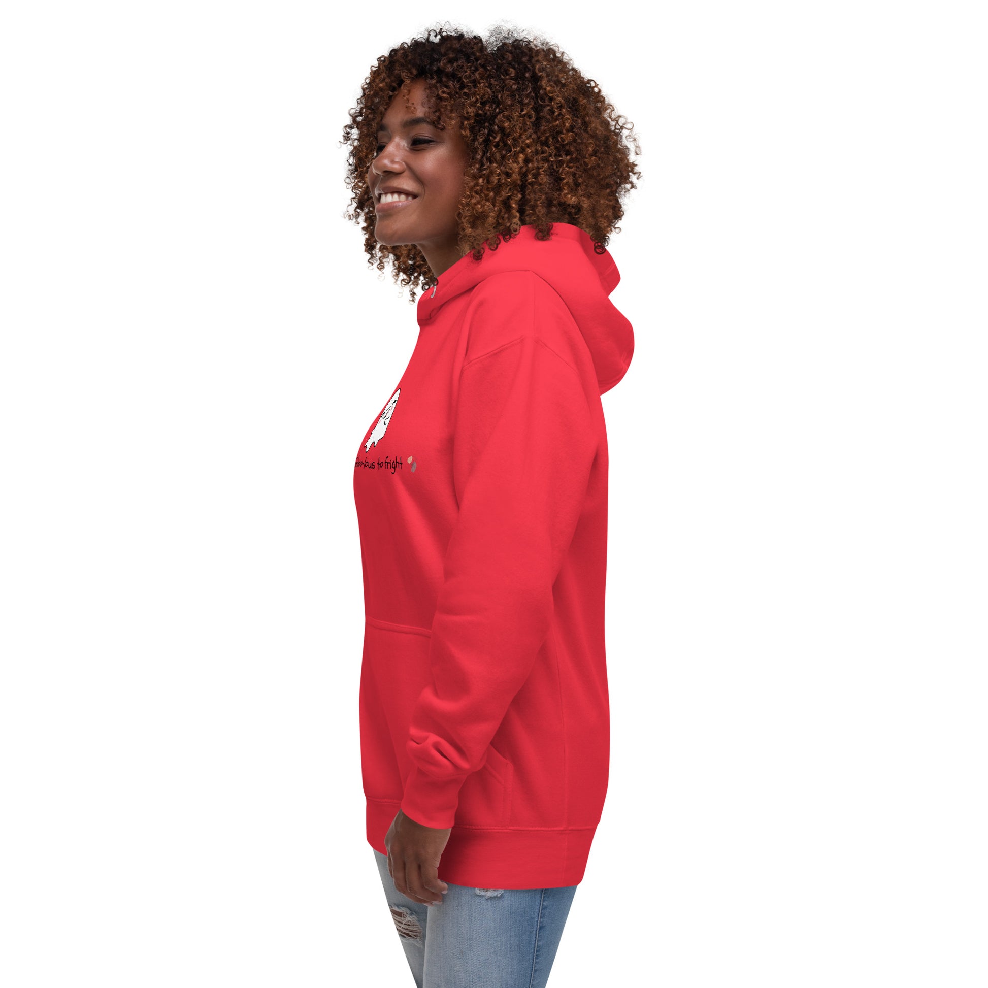 Boo Luxe Hoodie - Left Placement product image 47 in Carbon Grey, size M, with front view, left-side angle and left placement.