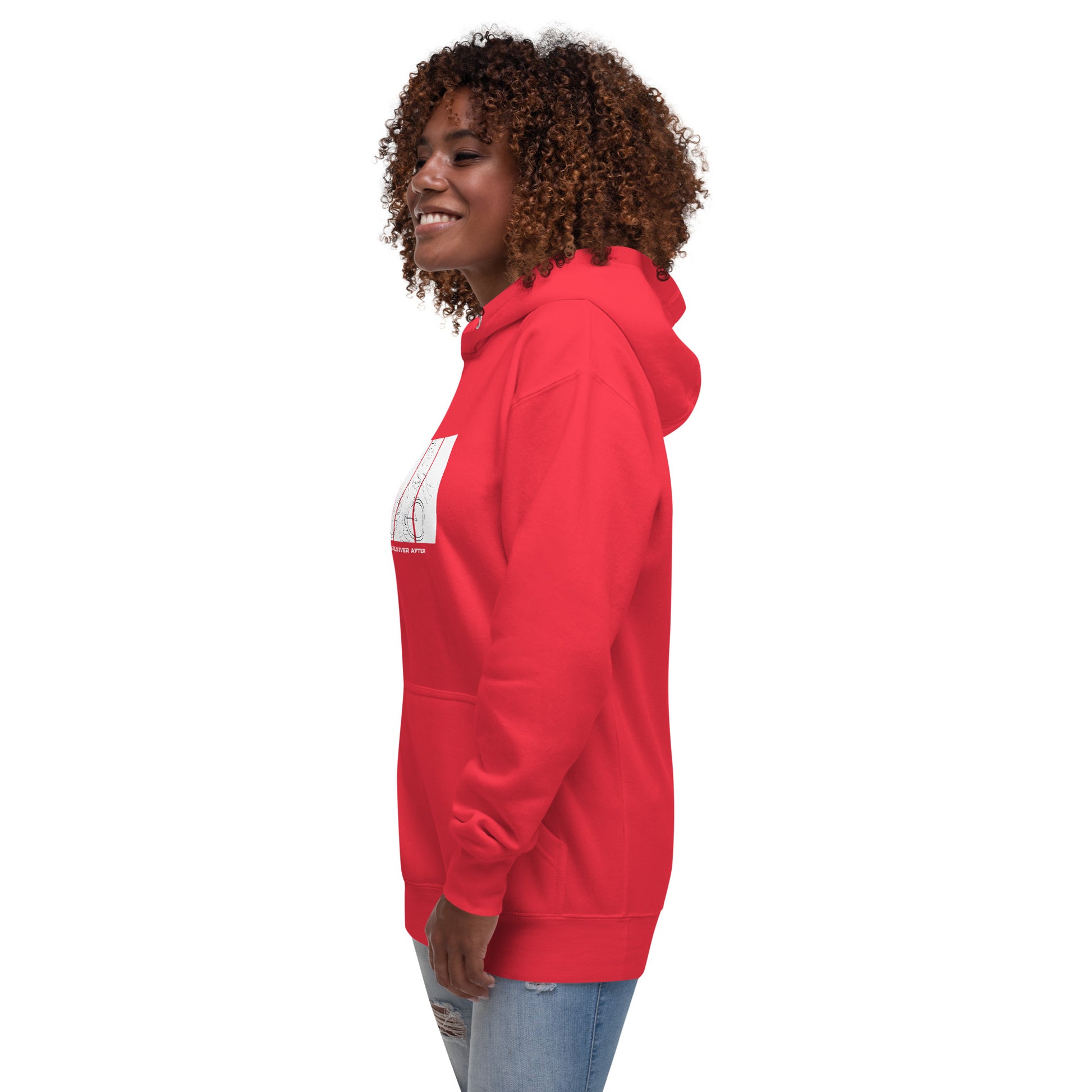 Ever After Hoodie - Left Placement image 55 in Dusty Rose, size S, showing front view, left-side angle for the Happily Ever After design.