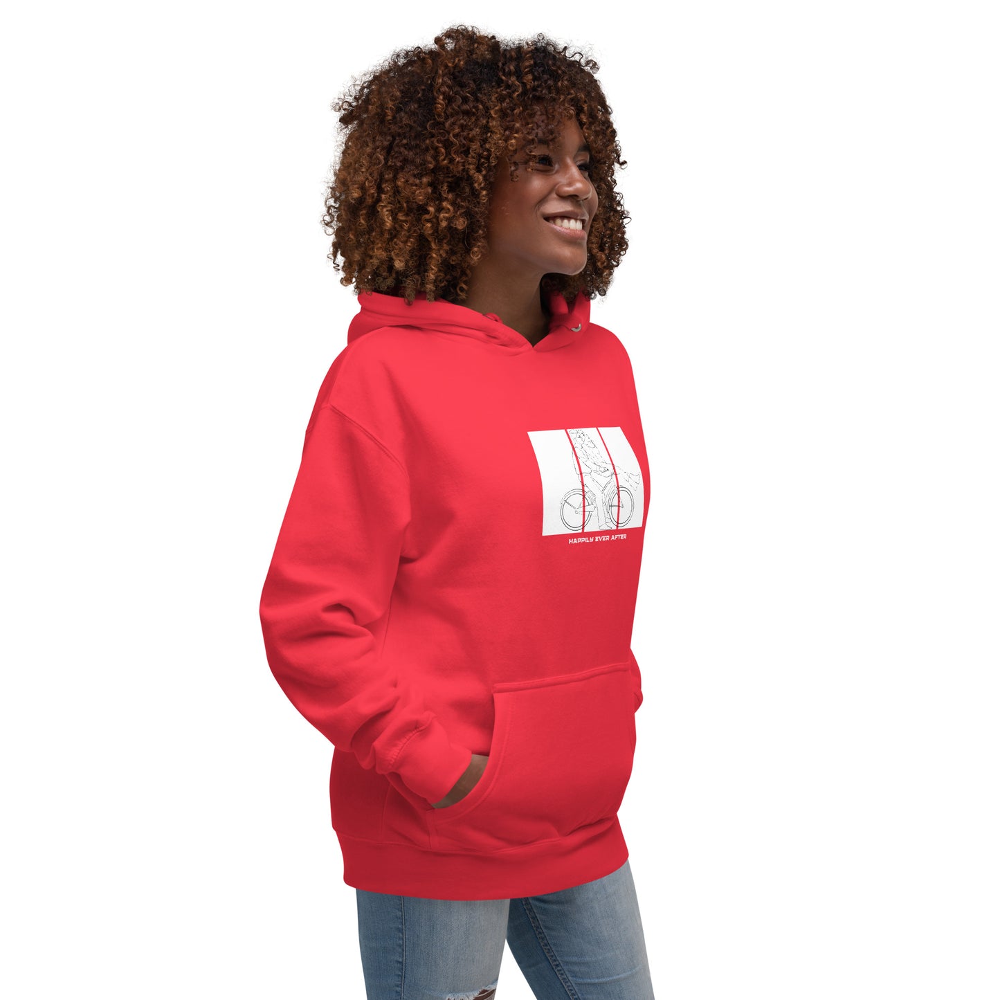 Ever After Hoodie - Left Placement image 56 in Dusty Rose, size M, showing front view, right-side angle for the Happily Ever After design.