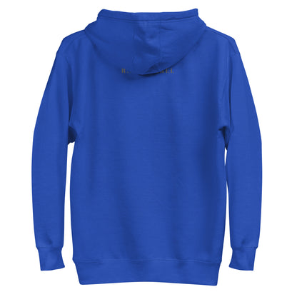 Social Static Hoodie - Left Placement by R.A. Apparel, image 14, back view, Charcoal Heather, size M, left placement.