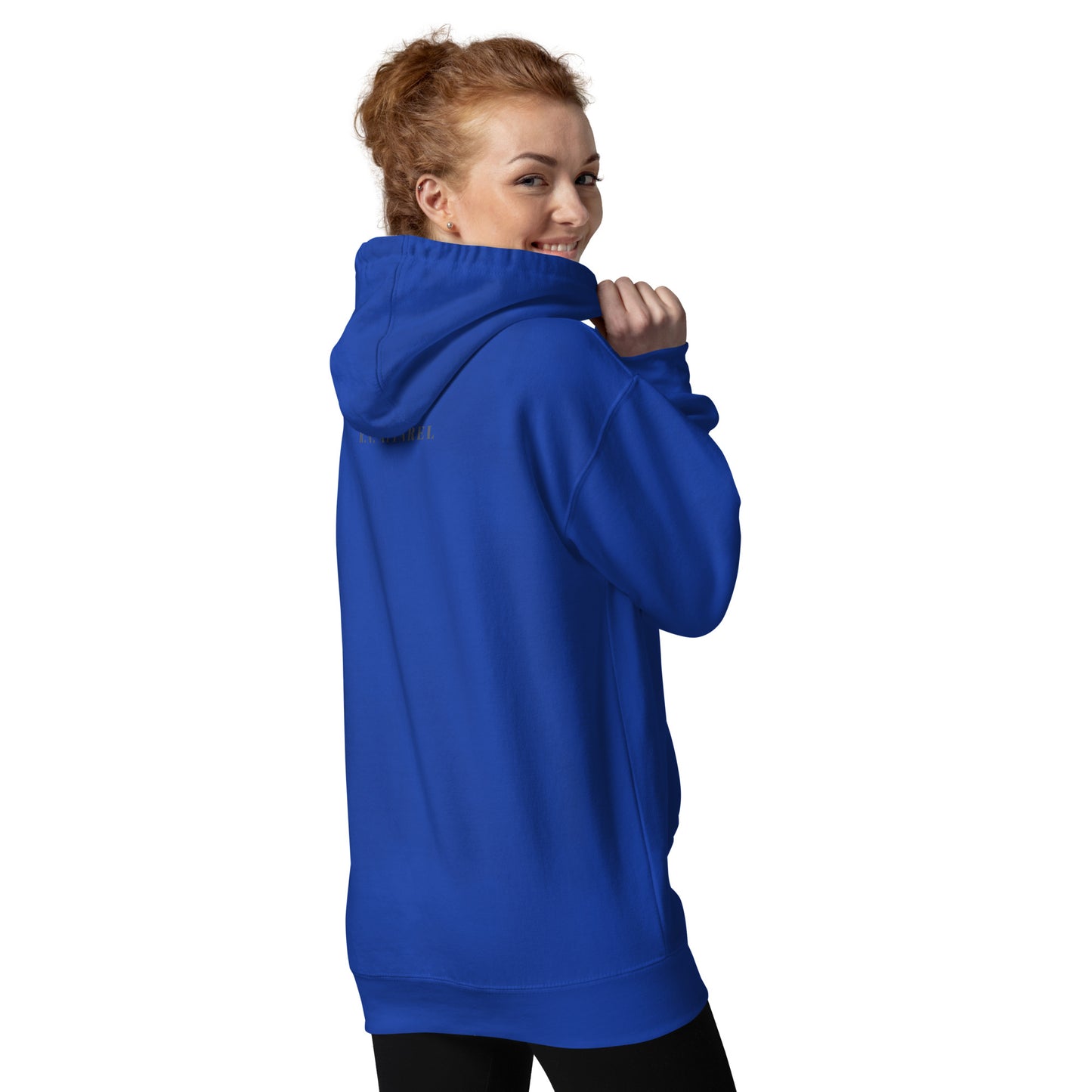 Noir Edge Hoodie - Left Placement image 18: Maroon version, size 3XL with back view of the Elegant Edge range.