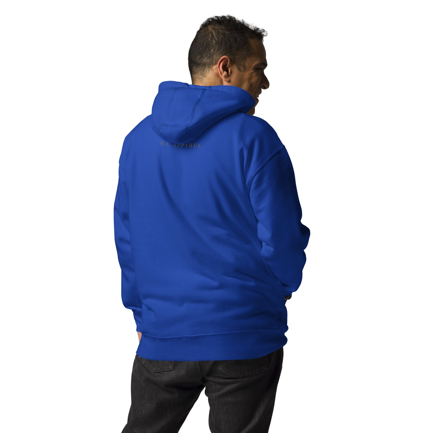 Innerline Hoodie - Left Placement by R.A. Apparel, image 14, back view, Maroon, size M, left placement.