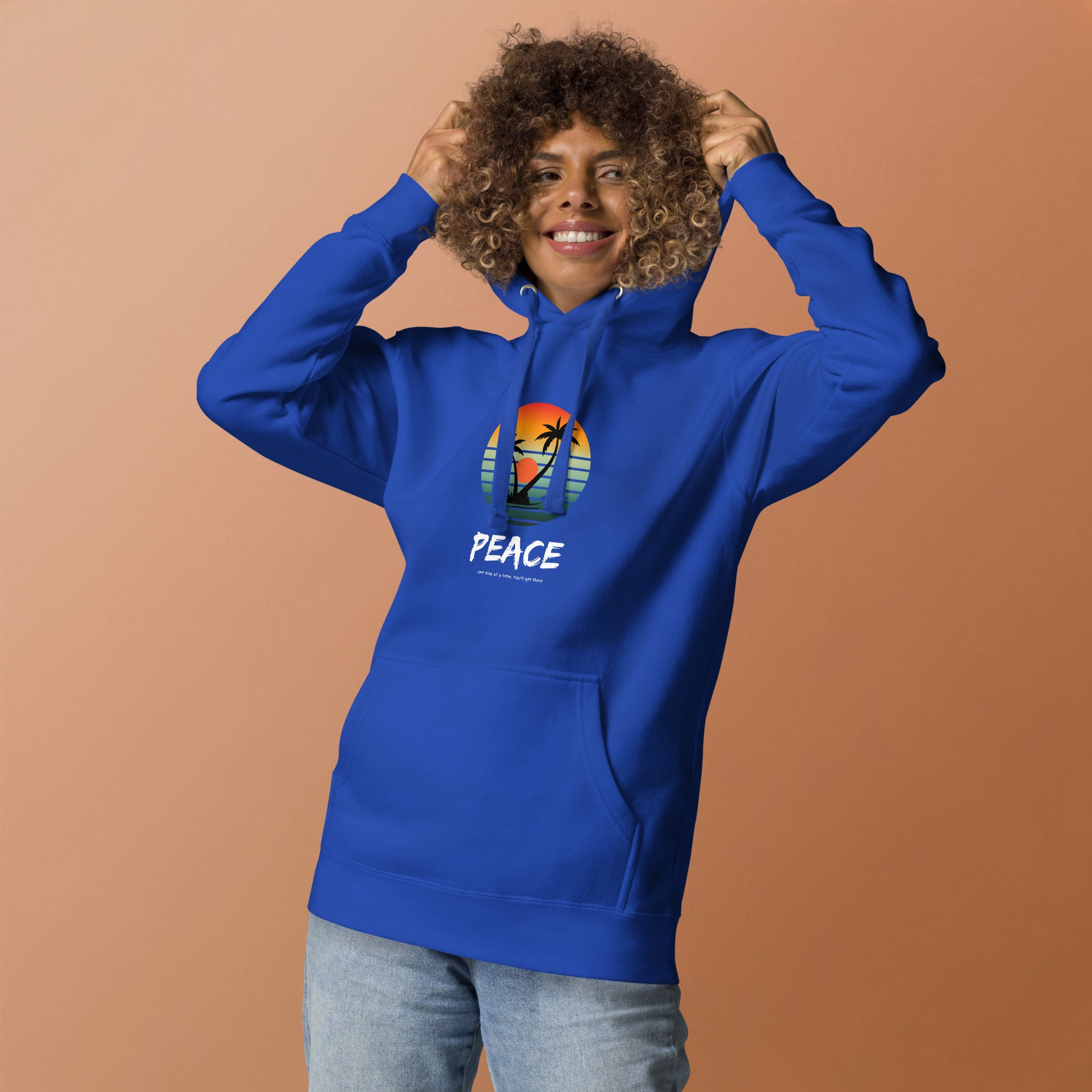 Quiet Peace Hoodie - Left Placement by R.A. Apparel, image 15, front view, Maroon, size L, left placement.