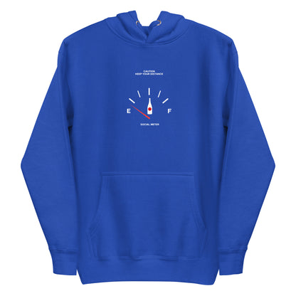 Social Static Hoodie - Left Placement image 13 in Charcoal Heather, size S, showing front view for the Social Meter design.
