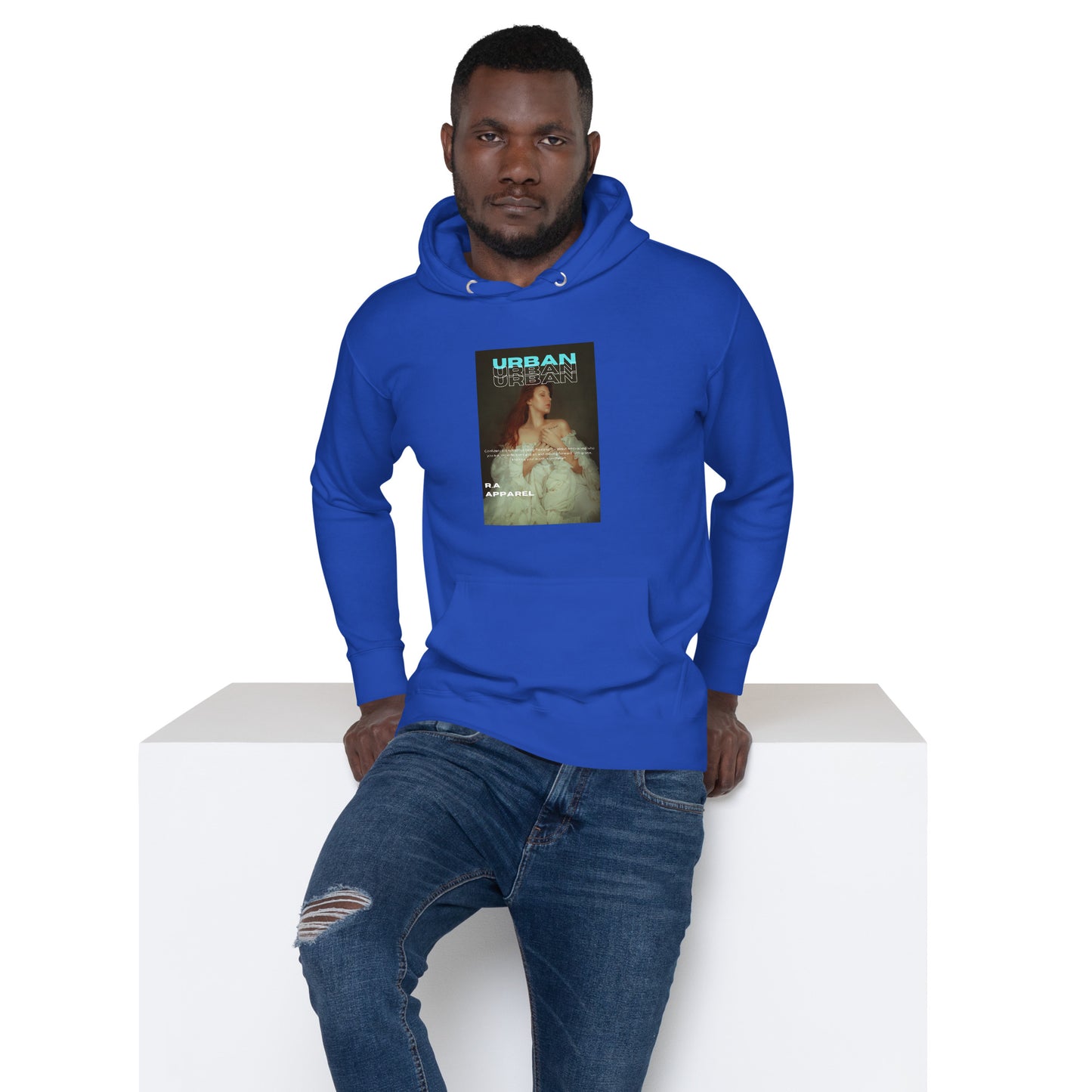 Image 15 of Maroon Urban Hoodie - Left Placement, size L, with Urban artwork visible in front view.