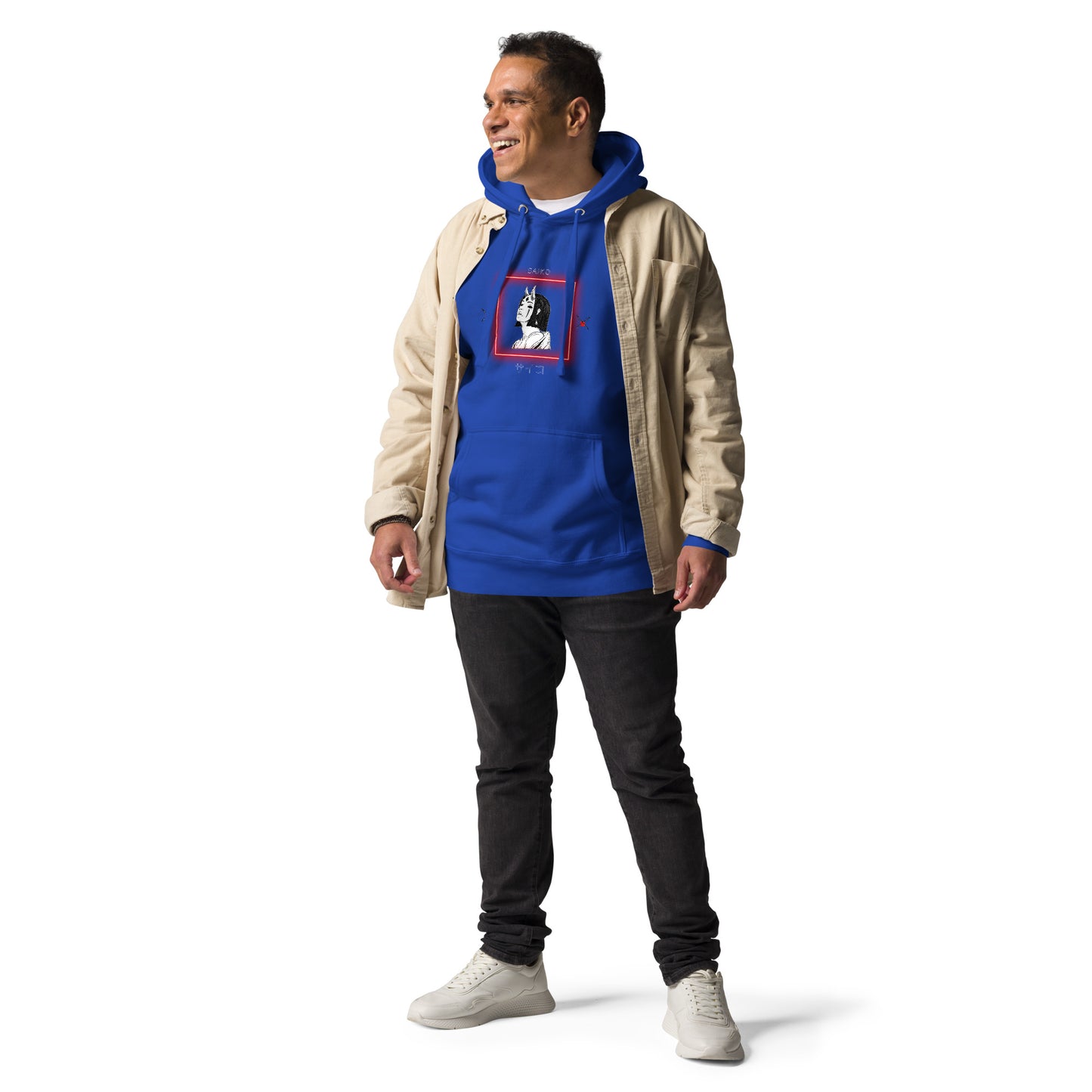 Saiko Hoodie - Left Placement by R.A. Apparel, image 17, front view, Maroon, size 2XL, left placement.