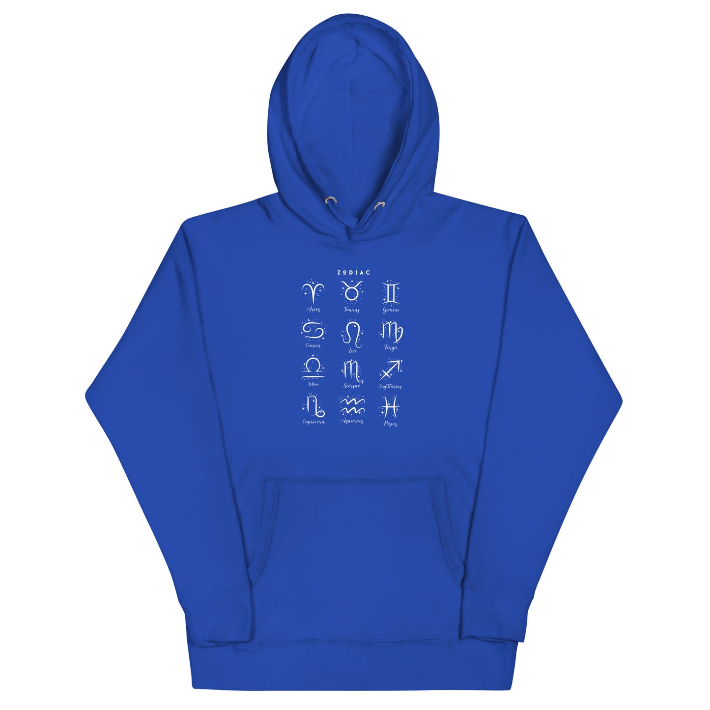 Image 15 of Maroon Astral Circle Hoodie - Left Placement, size L, with Zodiac artwork visible in front view.