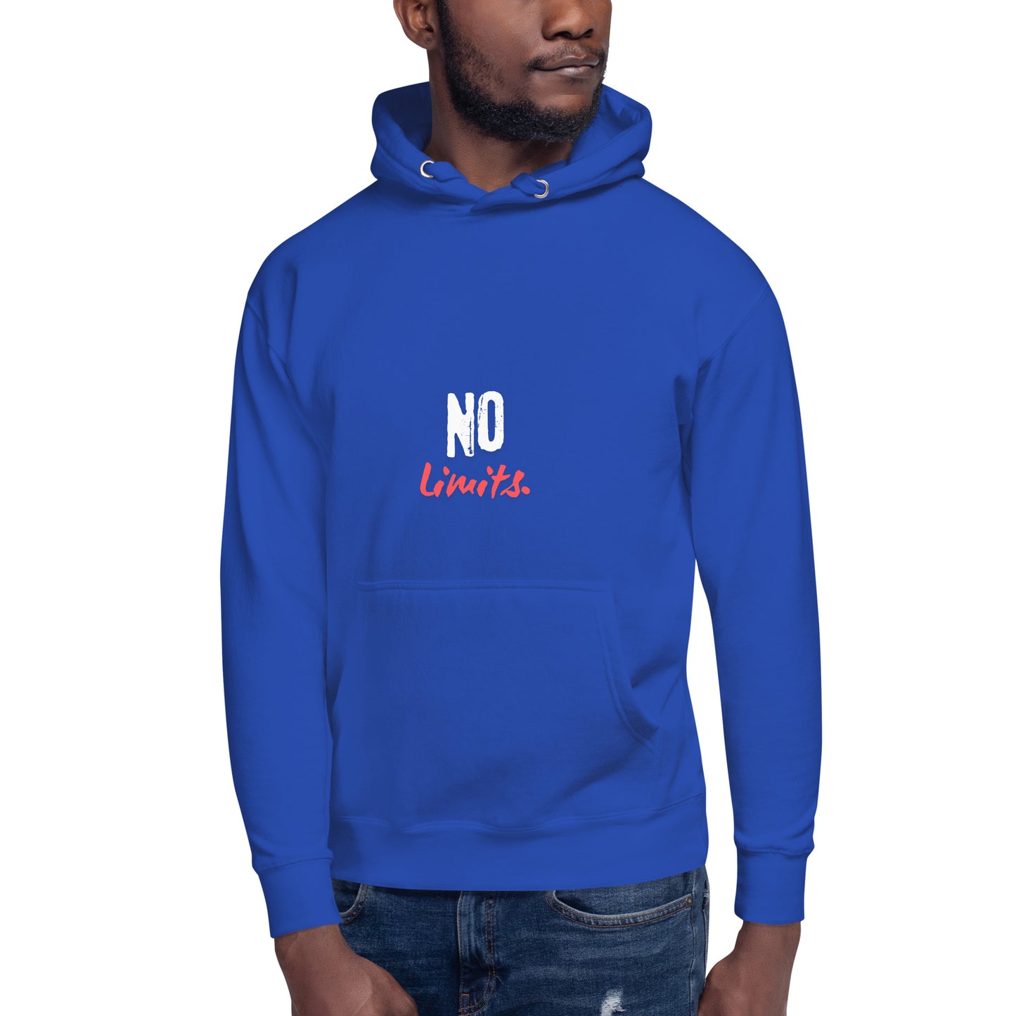 Limitless Hoodie - Left Placement image 13 in Charcoal Heather, size S, showing front view for the No Limits design.