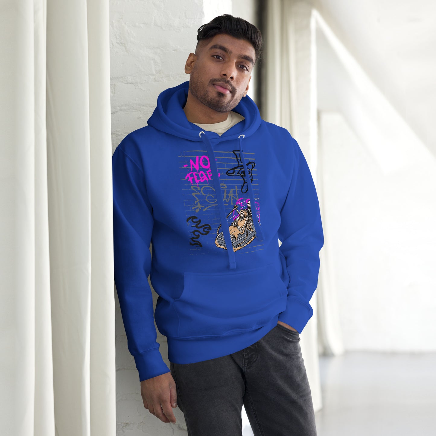 Fearless Hoodie - Left Placement product image 17 in Charcoal Heather, size M, with front view and left placement.