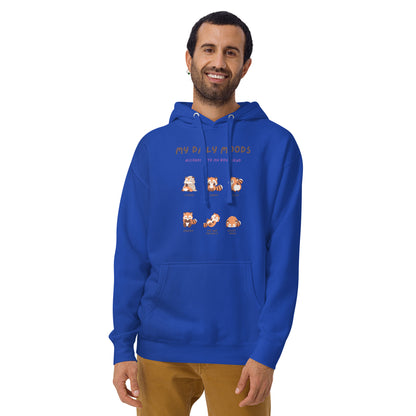 Image 33 of Military Green Mood Diary Hoodie - Left Placement, size S, with My Daily Moods artwork visible in front view.