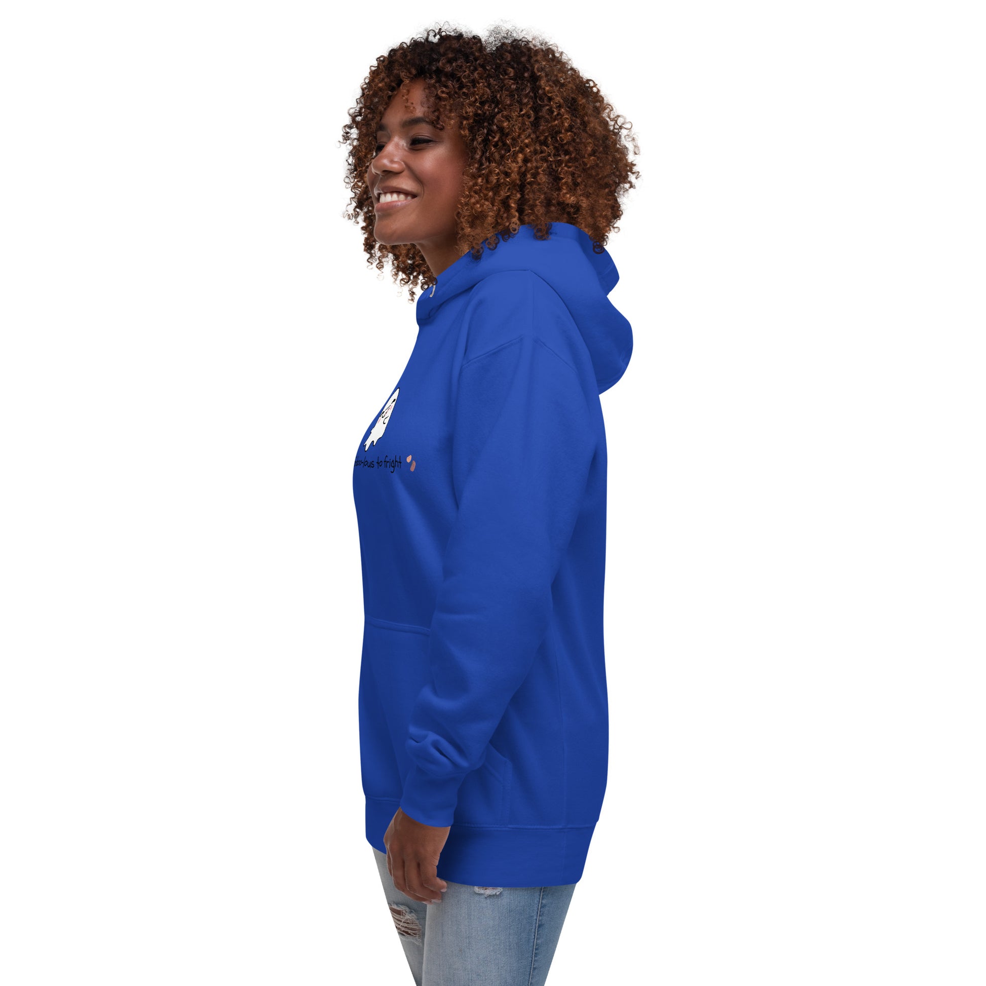 Image 27 of Forest Green Boo Luxe Hoodie - Left Placement, size M, with Fa Boo Lous artwork visible in front view, left-side angle.