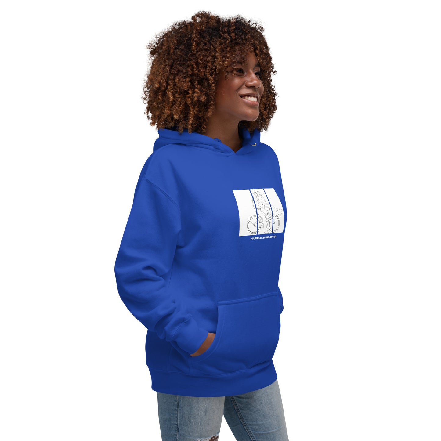 Ever After Hoodie - Left Placement by R.A. Apparel, image 36, front view, right-side angle, Team Royal, size 3XL, left placement.