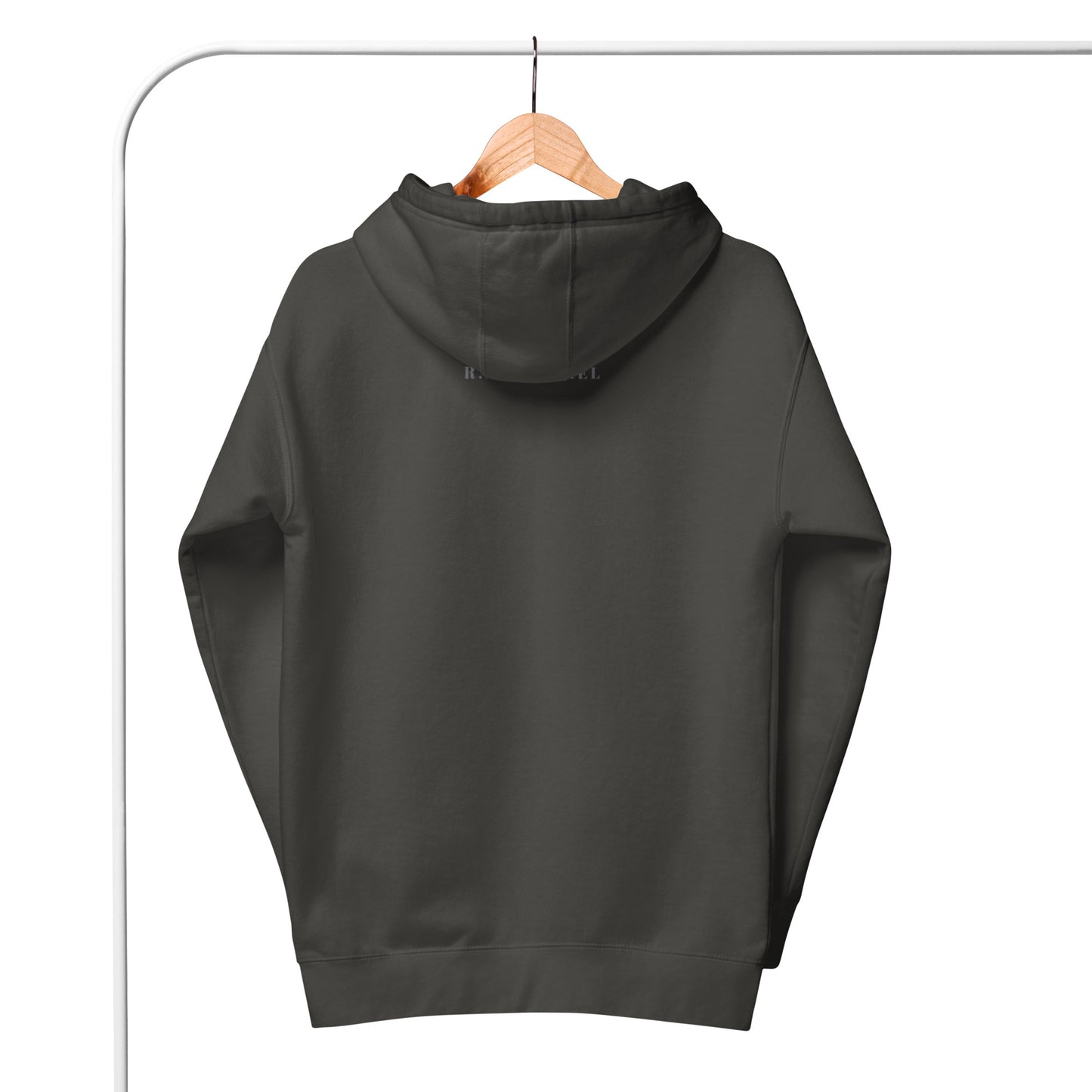 Image 23 of Charcoal Heather Farewell Bloom Hoodie - Left Placement, size 2XL, with Until We Meet Again artwork visible in back view.