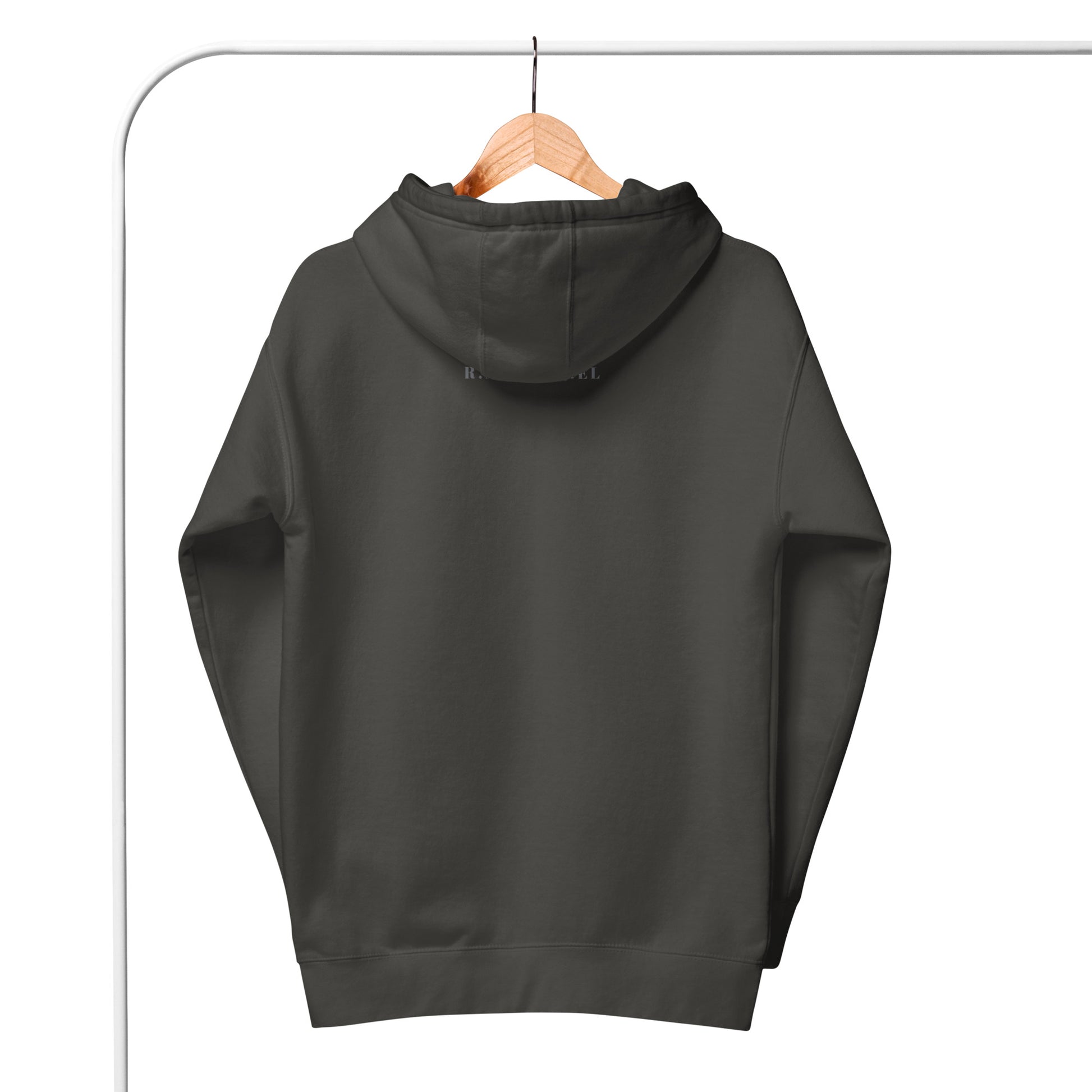 Image 23 of Charcoal Heather Farewell Bloom Hoodie - Left Placement, size 2XL, with Until We Meet Again artwork visible in back view.