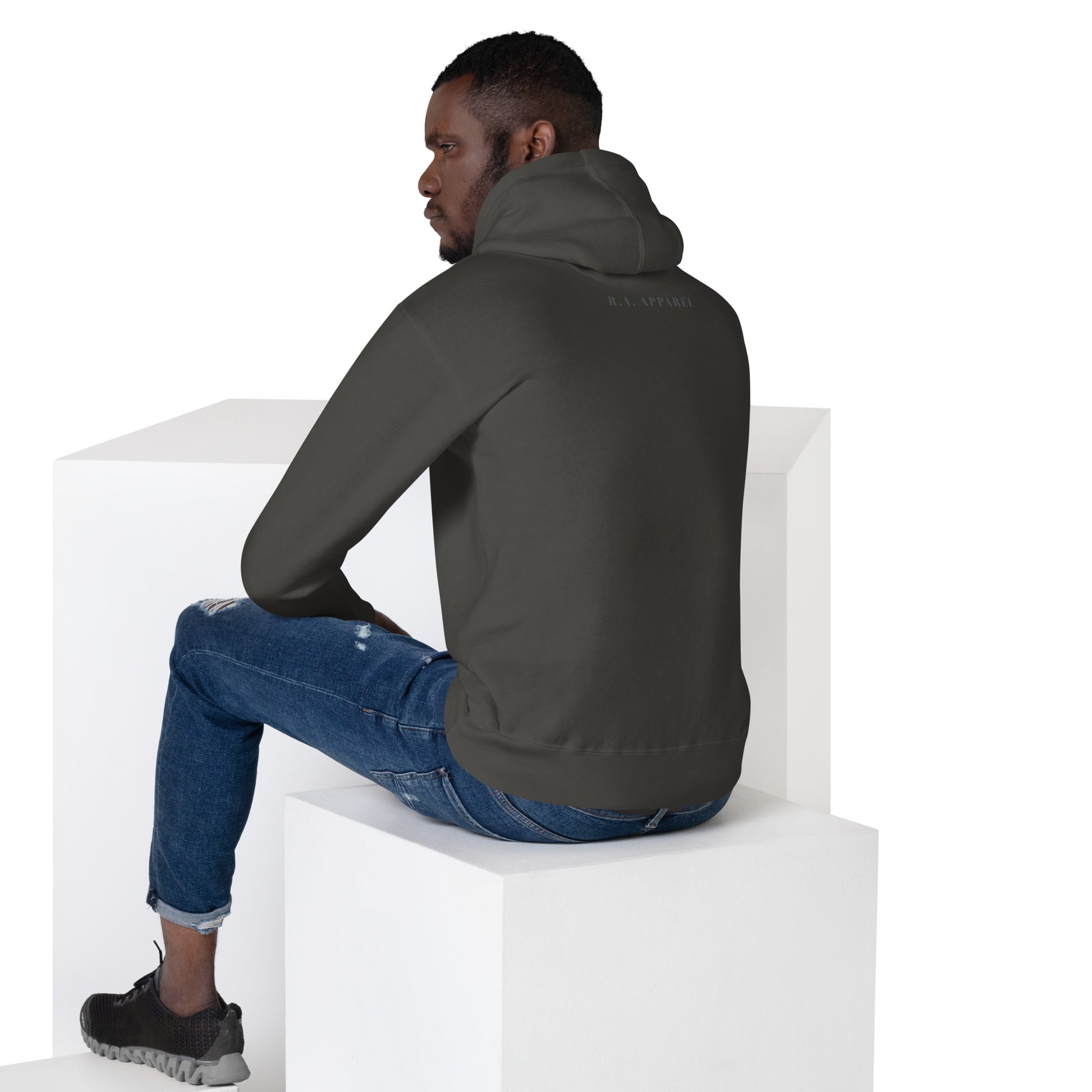 Urban Hoodie - Left Placement image 24 in Charcoal Heather, size 3XL, showing back view for the Urban design.