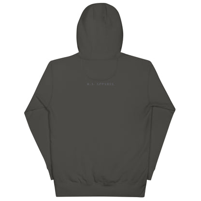 Astral Circle Hoodie - Left Placement image 24 in Charcoal Heather, size 3XL, showing back view for the Zodiac design.