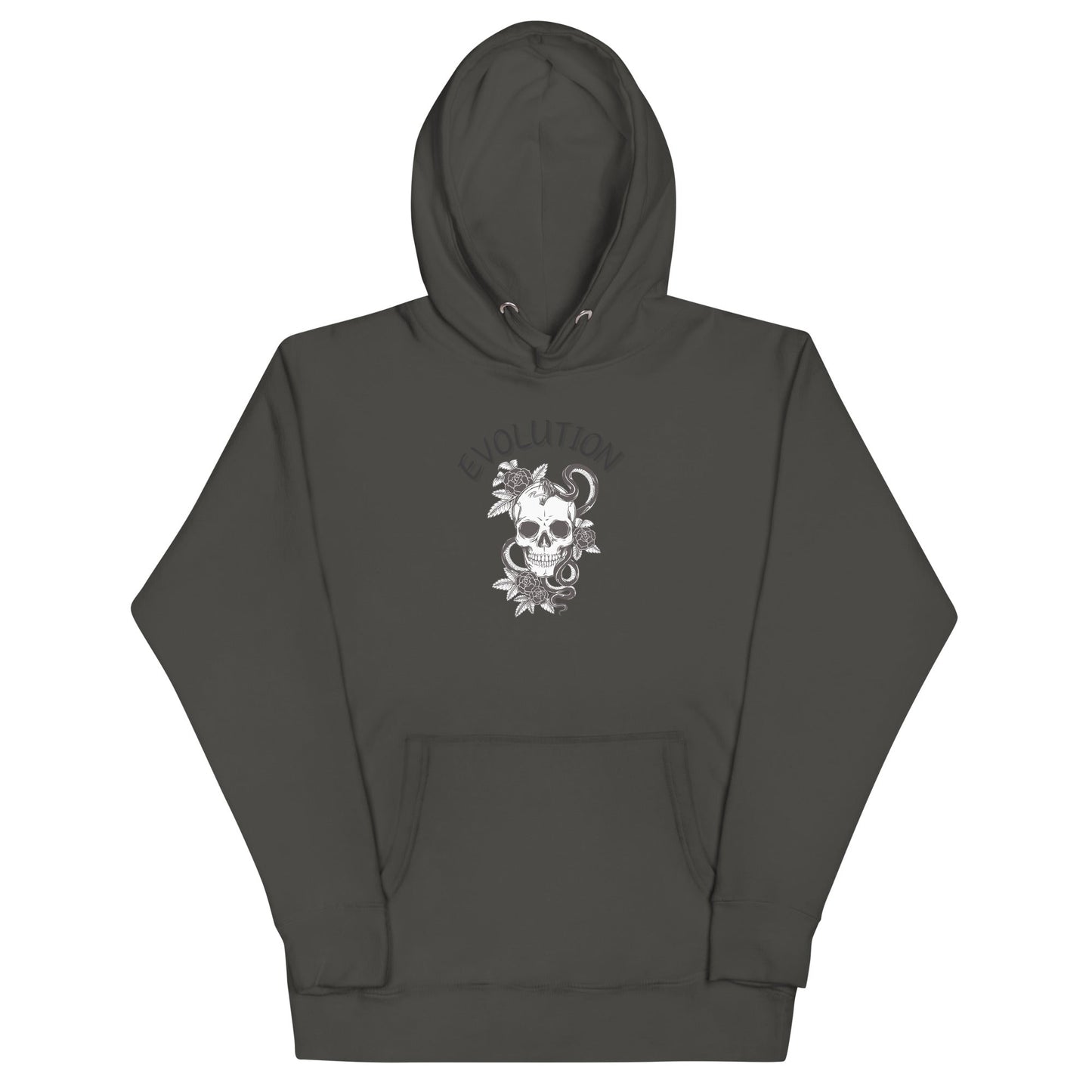 Image 6 of Black Evolution Hoodie - Left Placement, size 3XL, with Evolution artwork visible in front view.