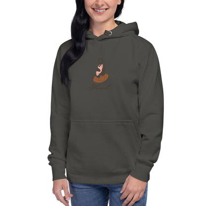 Image 37 of Purple Grace Mark Hoodie - Left Placement, size S, with Blessed artwork visible in front view.