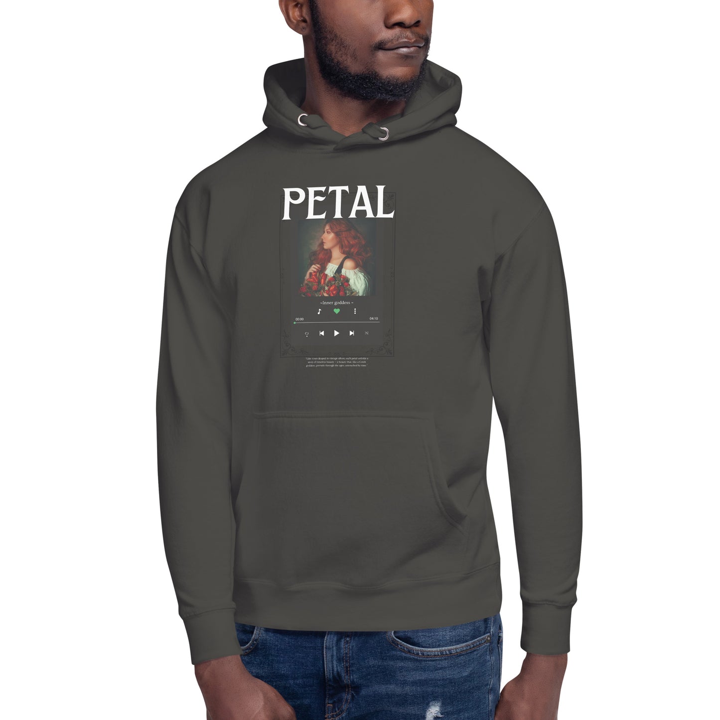 Petaline Hoodie - Left Placement 51 by R.A. Apparel, image 28, front view, Vintage Black, size XL, left placement.