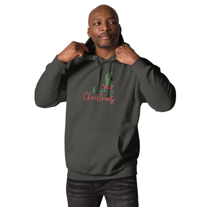 Noelle Hoodie - Left Placement image 21 in Charcoal Heather, size L, showing front view for the Merry Christmas design.