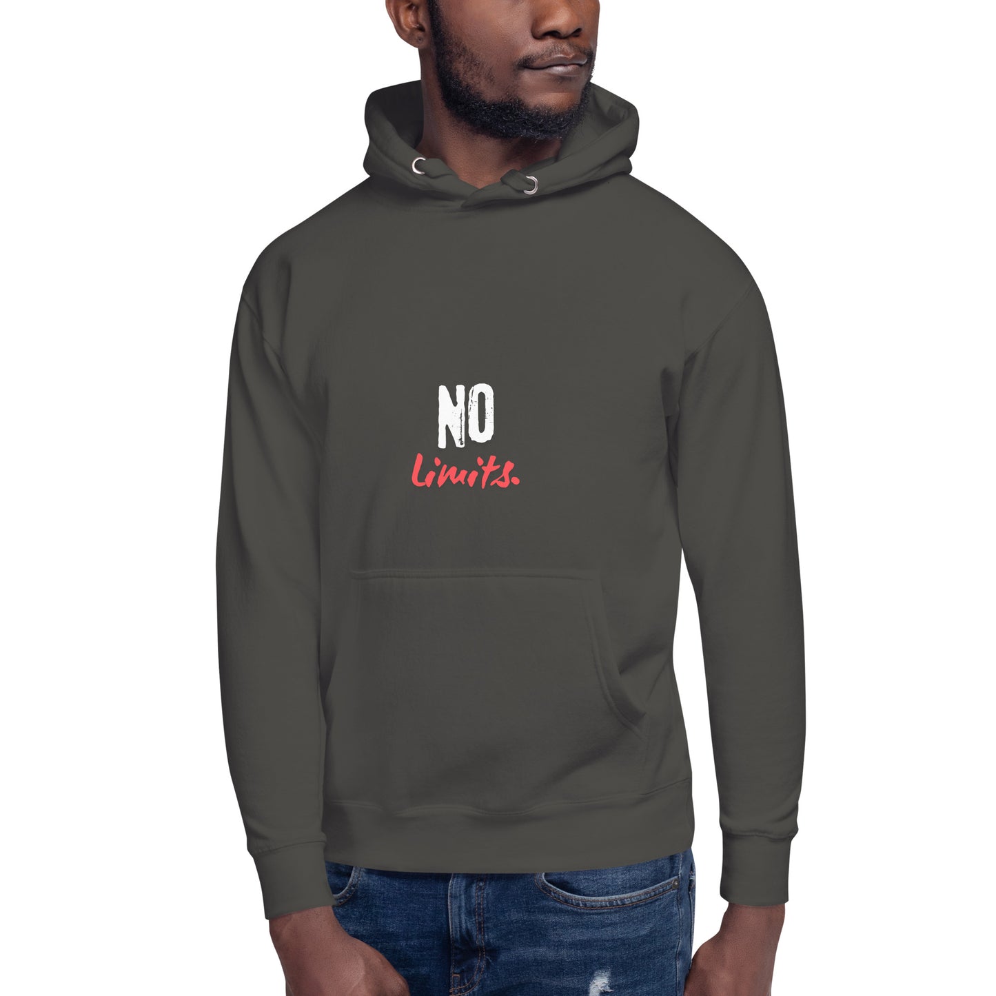 Limitless Hoodie - Left Placement image 21 in Vintage Black, size L, showing front view for the No Limits design.