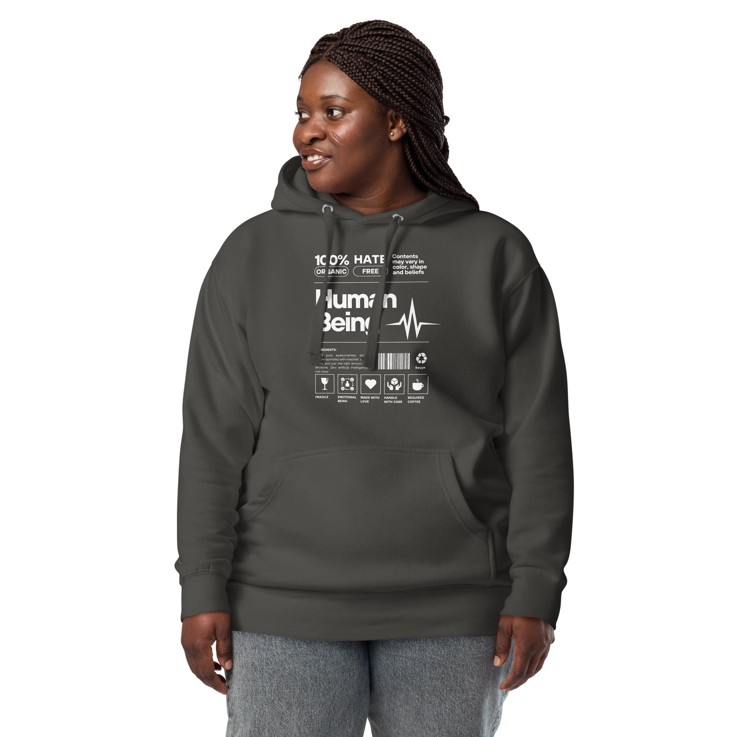 Human Form Hoodie - Left Placement product image 24 in Vintage Black, size XL, with front view and left placement.