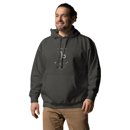 Montaire Hoodie image 14 in Maroon, size XL, showing front view, left-side angle for the Capricorn design.