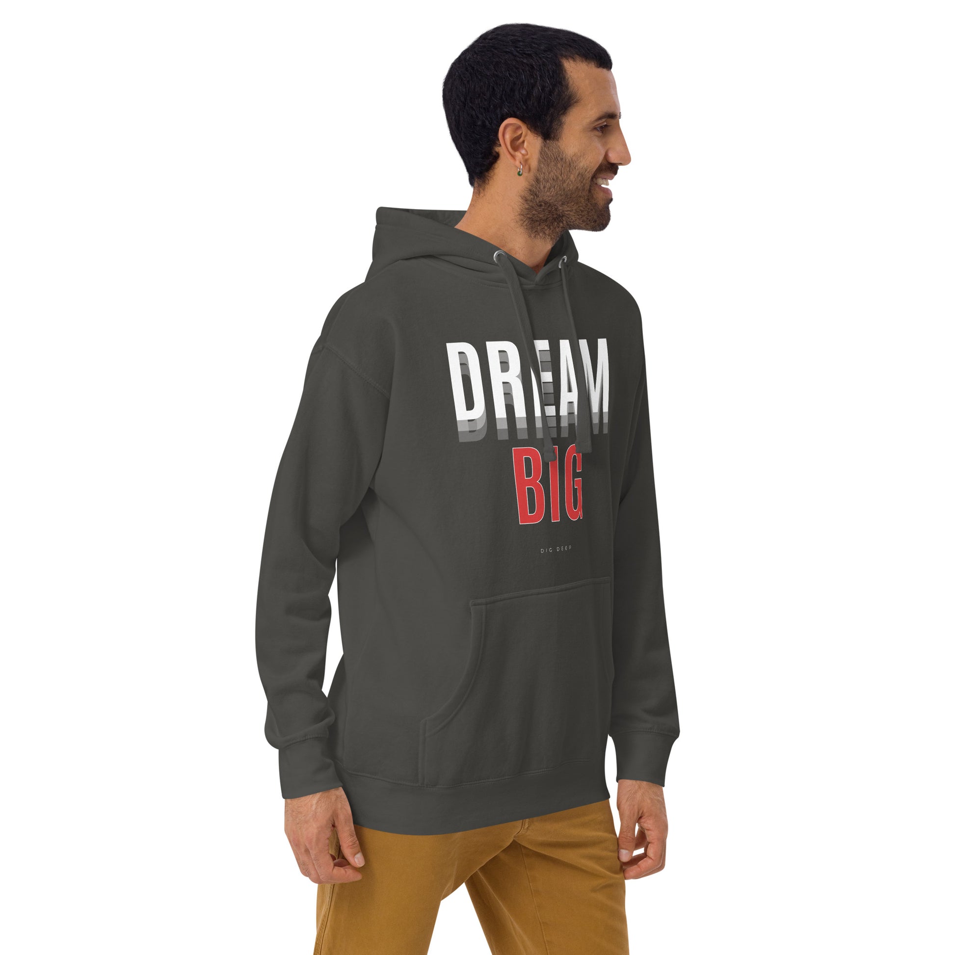 Image 47 of Team Red Skyline Dream Hoodie - Left Placement, size M, with Dream Big artwork visible in front view, right-side angle.