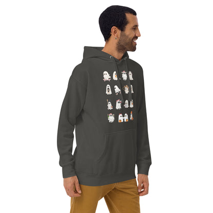 Spectral Hoodie - Left Placement product image 51 in Military Green, size L, with front view, right-side angle and left placement.