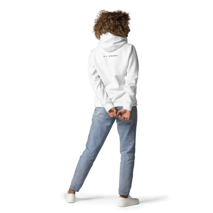 Image 1 of Navy Blazer Northern Run Hoodie - Left Placement, size S, with Reindeer artwork visible in back view.