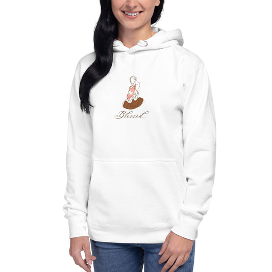 Grace Mark Hoodie - Left Placement image 1: Black version, size S with front view of the Blessed range.