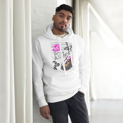 Image 1 of Black Fearless Hoodie - Left Placement, size S, with No Fear artwork visible in front view.