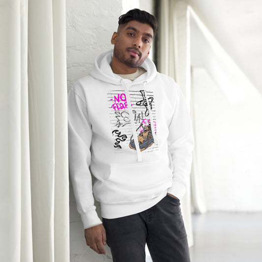 Image 1 of Black Fearless Hoodie - Left Placement, size S, with No Fear artwork visible in front view.
