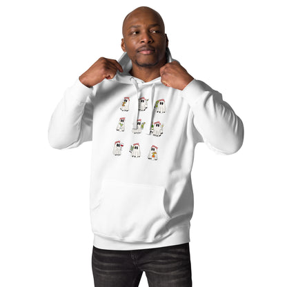Little Haunts Hoodie - Left Placement image 1: Black version, size S with front view of the Ghosties 1 range.