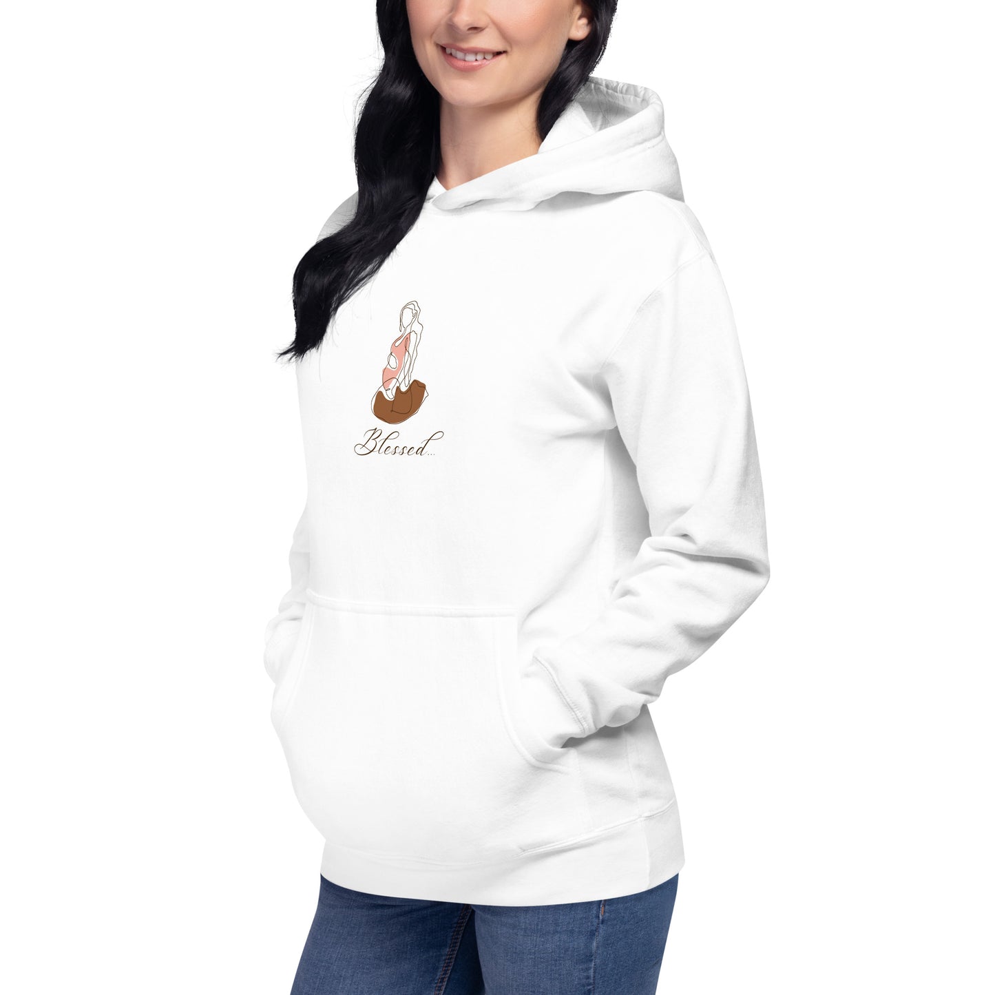 Grace Mark Hoodie - Left Placement product image 3 in Black, size L, with front view, left-side angle and left placement.