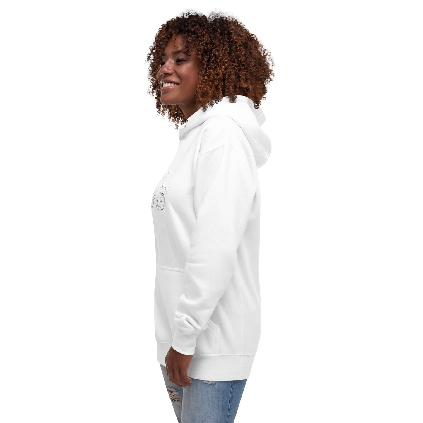 Ever After Hoodie - Left Placement by R.A. Apparel, image 3, front view, left-side angle, Black, size L, left placement.