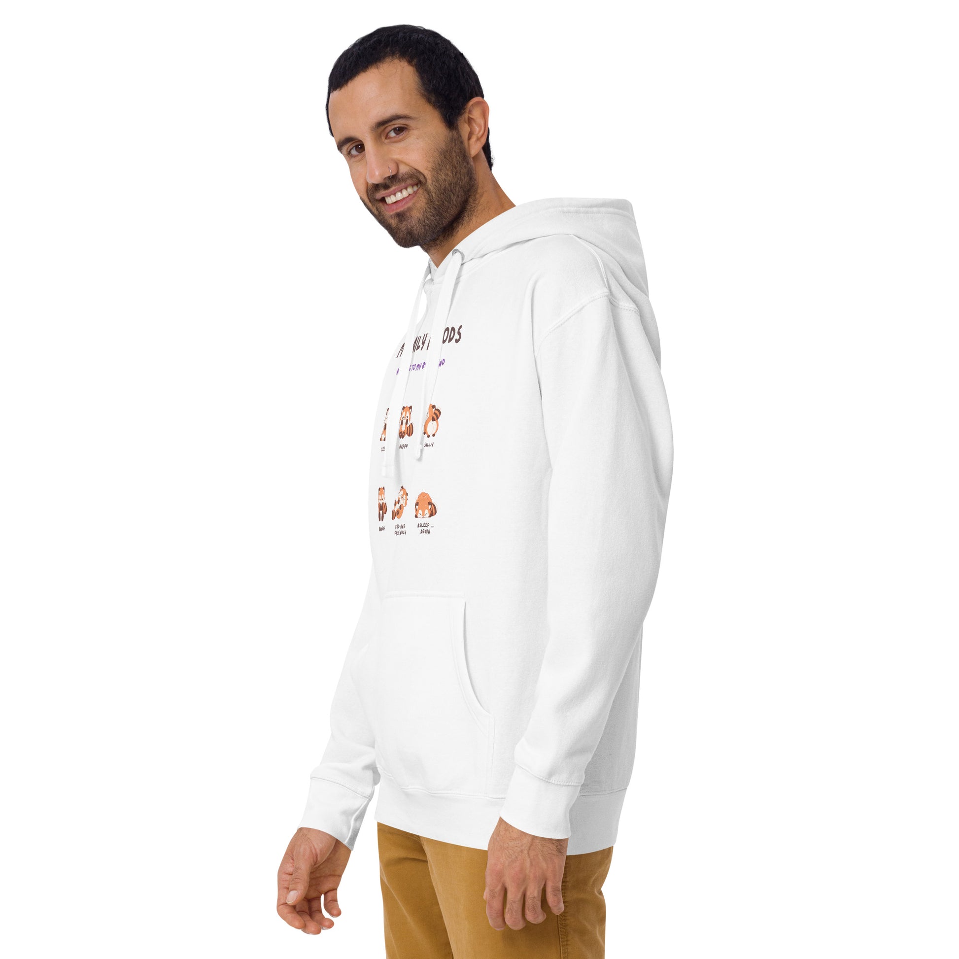 Image 3 of Black Mood Diary Hoodie - Left Placement, size L, with My Daily Moods artwork visible in front view, left-side angle.