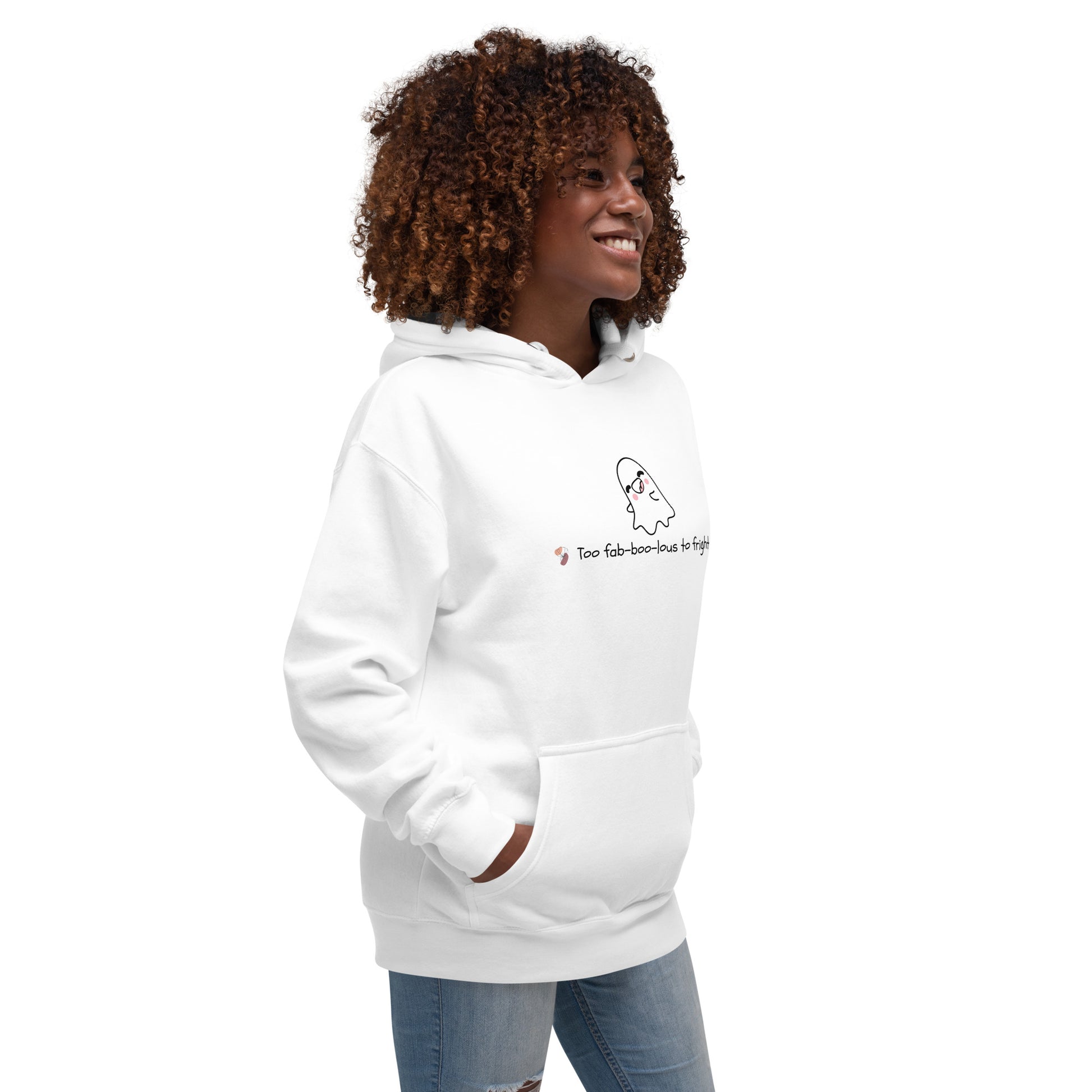 Boo Luxe Hoodie - Left Placement image 4: Maroon version, size XL with front view, right-side angle of the Fa Boo Lous range.