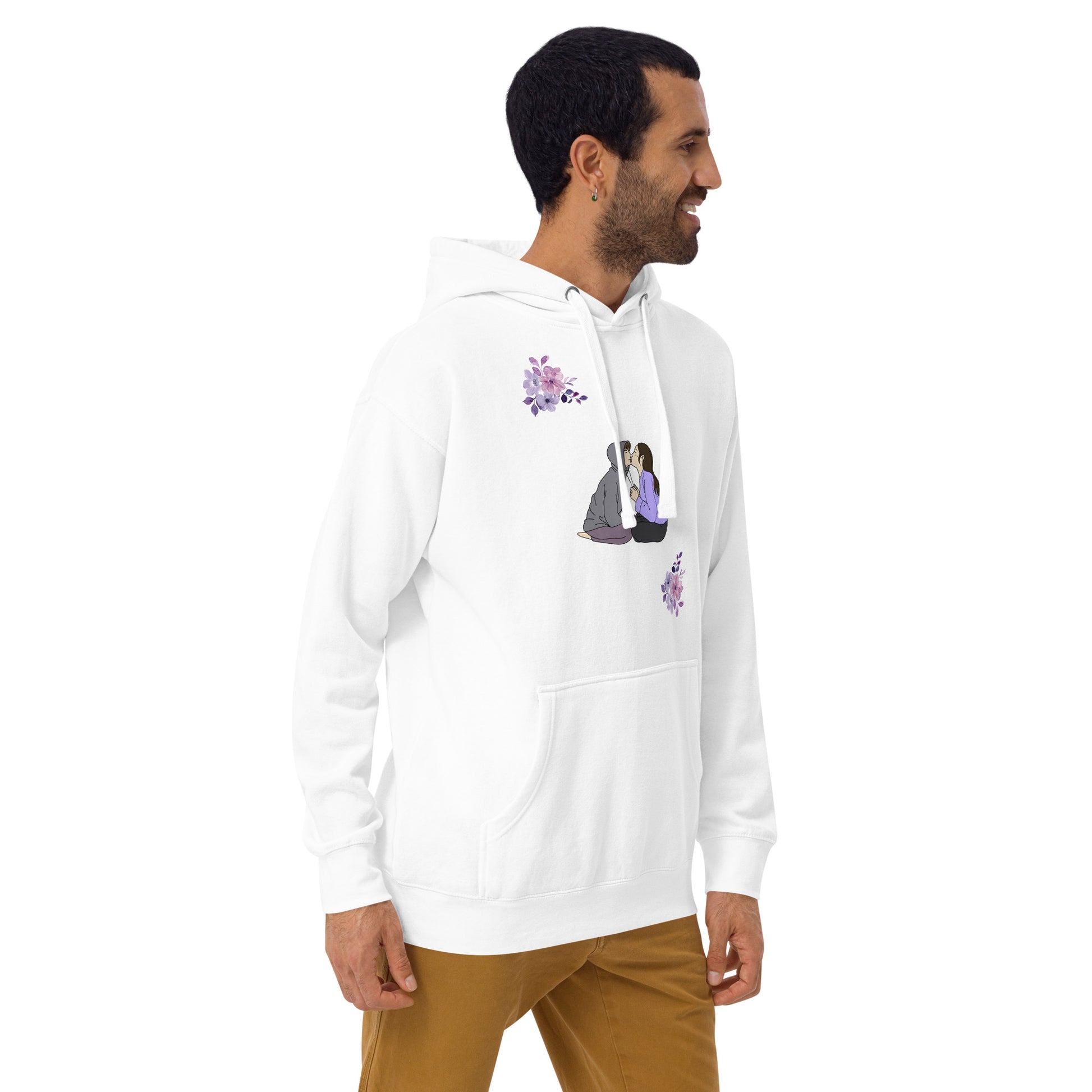 Heirloom Hoodie - Left Placement image 3 in Black, size L, showing front view, right-side angle for the Legacy design.
