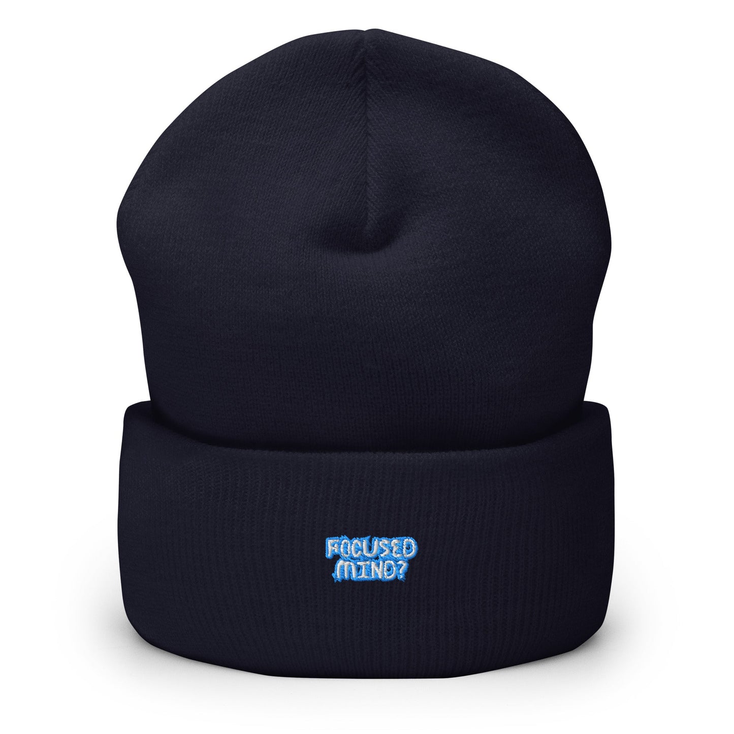 Mindstate Beanie - Left Placement image 3 in Navy, showing front view for the Focused Mind design.