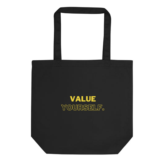 Self Worth Tote Bag - Left Placement by R.A. Apparel, image 1, front view, selected colour, left placement.