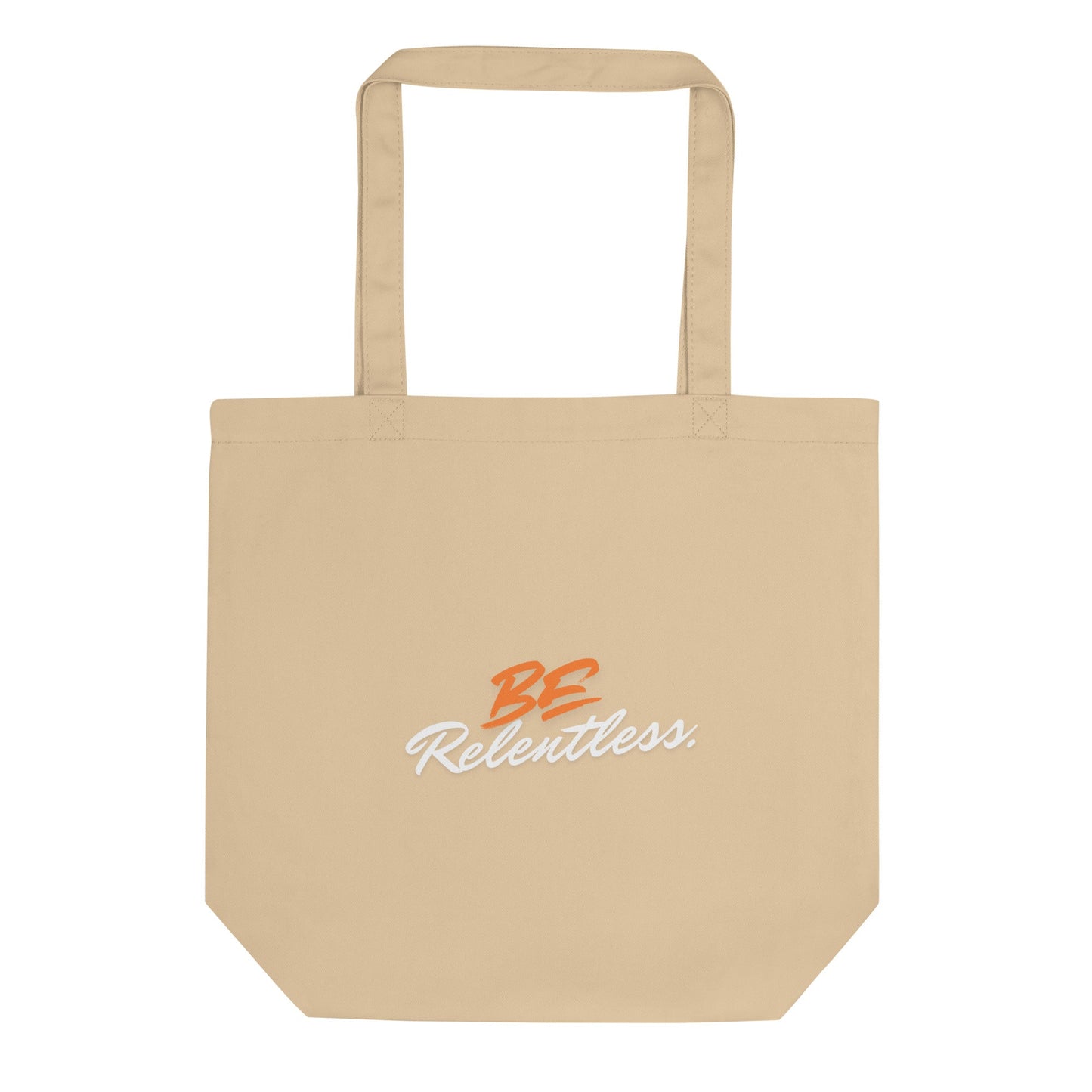 Image 2 of Oyster Relentless Tote Bag - Left Placement, with Be Relentless artwork visible in front view.