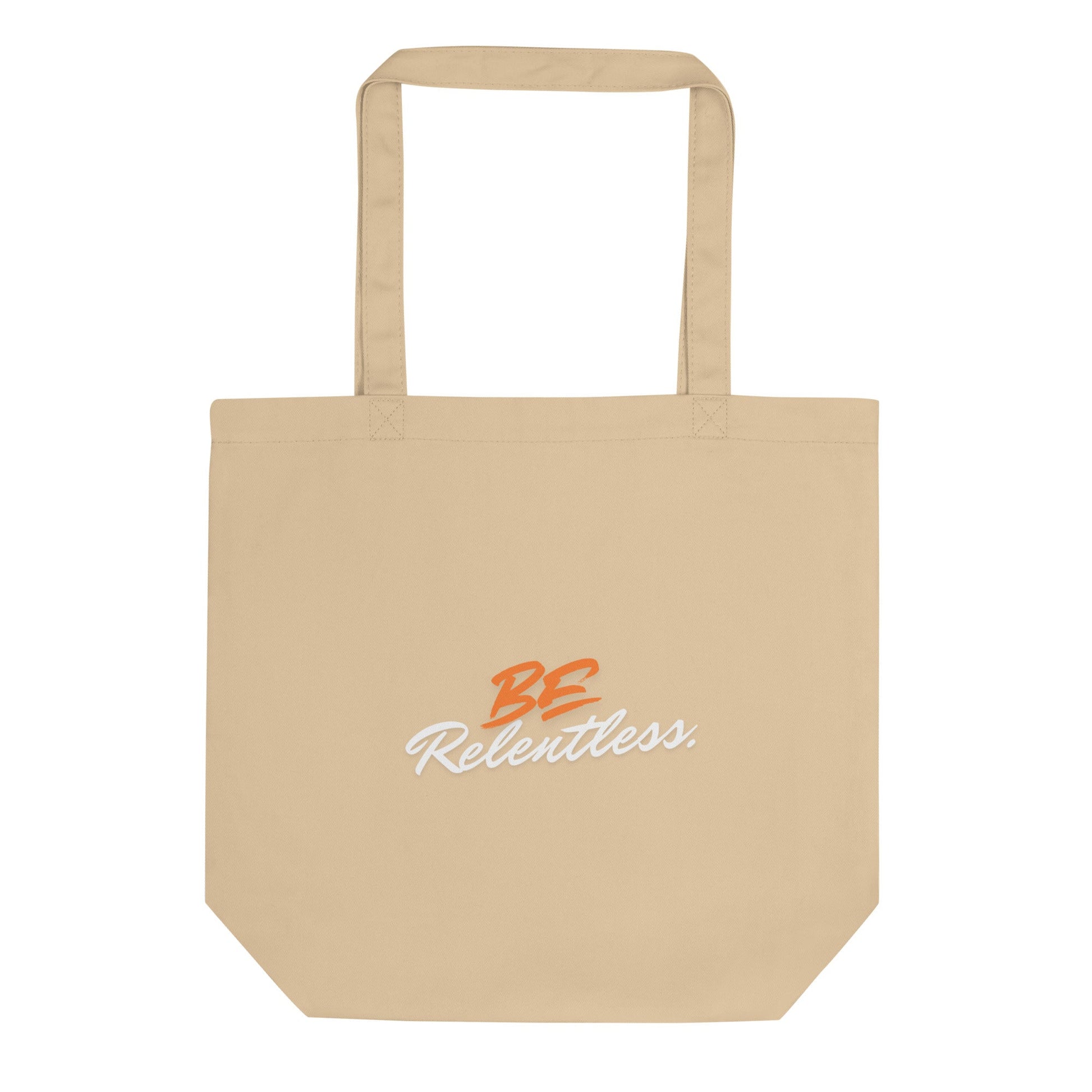 Image 2 of Oyster Relentless Tote Bag - Left Placement, with Be Relentless artwork visible in front view.