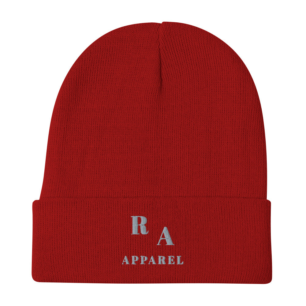 Timeless Beanie - Left Placement by R.A. Apparel, image 4, front view, Dark green, left placement.