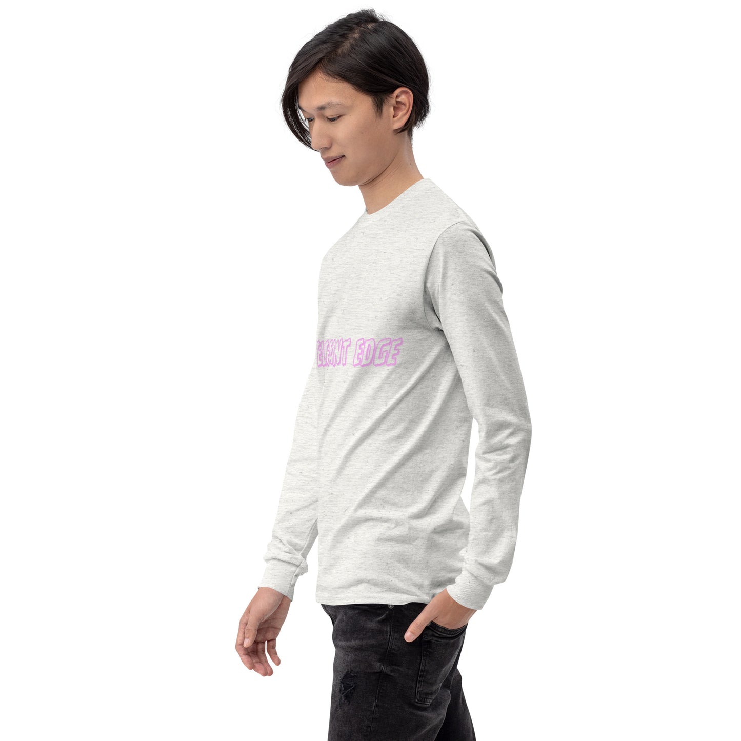 Noir Edge Men's Long Sleeve Shirt - Left Placement image 16: Maroon version, size M with front view, left-side angle of the Elegant Edge range.