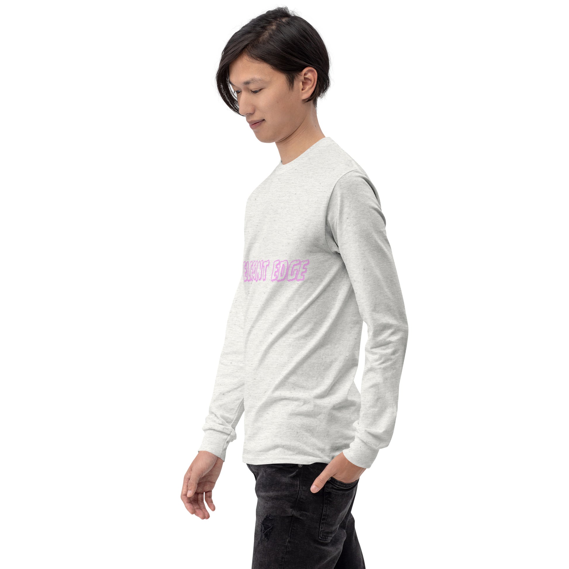 Noir Edge Men's Long Sleeve Shirt - Left Placement image 16: Maroon version, size M with front view, left-side angle of the Elegant Edge range.