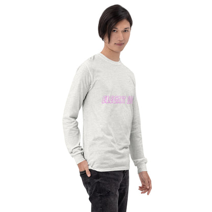 Noir Edge Men's Long Sleeve Shirt - Left Placement by R.A. Apparel, image 18, front view, right-side angle, Maroon, size XL, left placement.